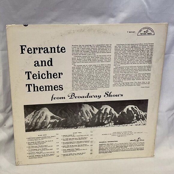 Ferrante & Teicher Themes From Broadway Shows (Vinyl, 1960)ABC-Paramount T 90127 - Picture 3 of 9